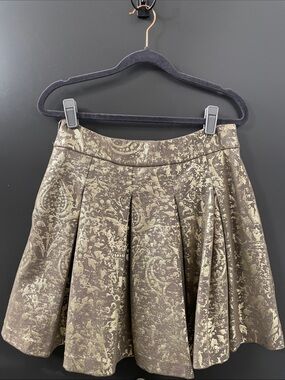 mark. Tan & Gold Paisley Skater Skirt
